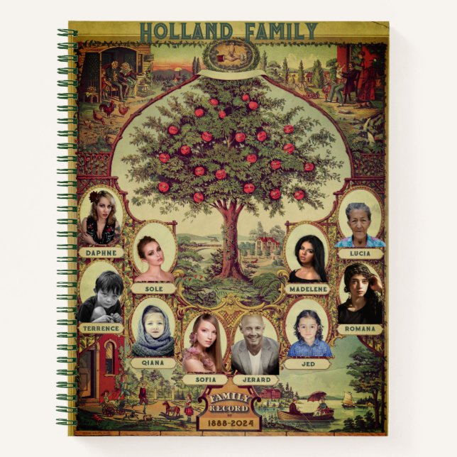 Family Records Tree Personalise Notebook (Front)