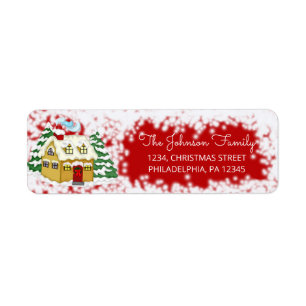 Family Red Christmas Return Address Label