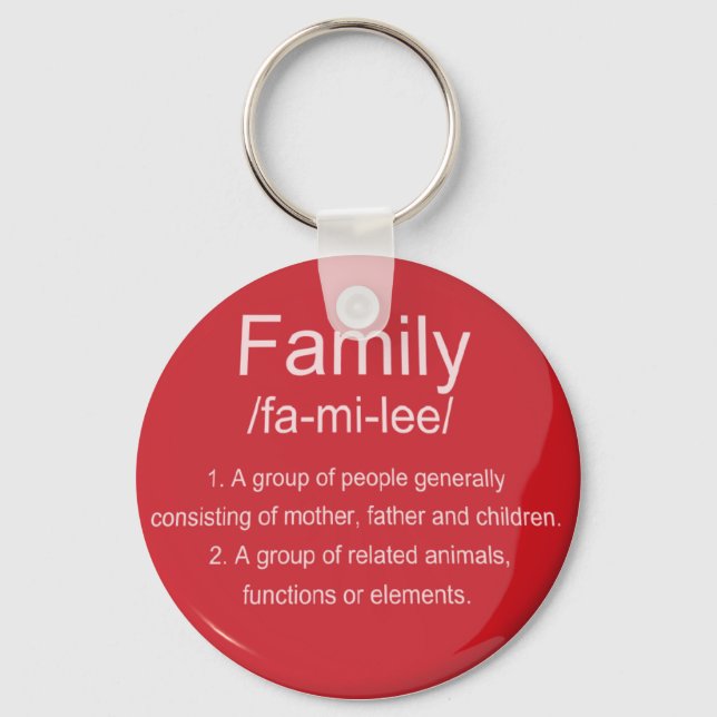 Family / Red / Dictionary / Word Meaning Key Ring (Front)