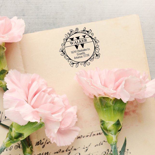 Family Return Address with Monogram,  Rubber Stamp (Creator Uploaded)