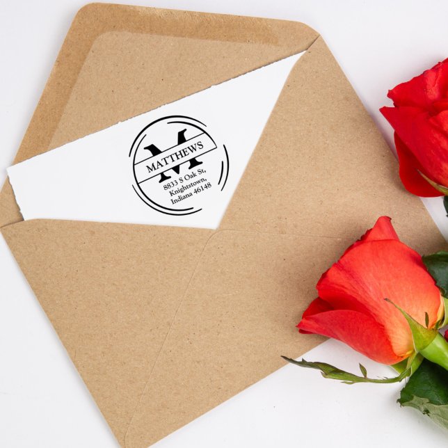 Family Return Address with Monogram,  Rubber Stamp (Creator Uploaded)