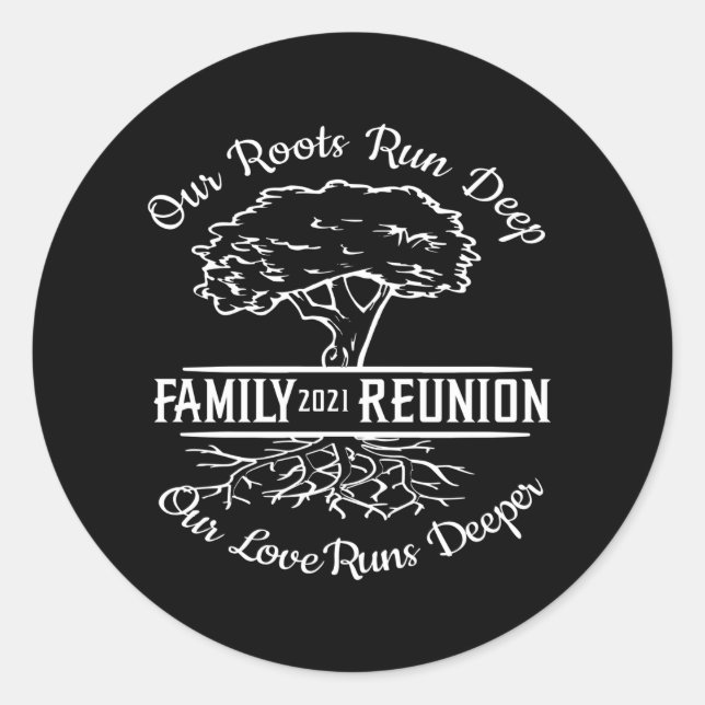 Family Reunion 2021 Family Tree Heart Roots Classic Round Sticker (Front)