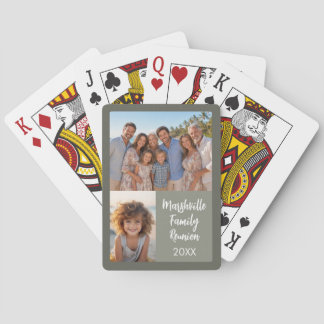Family Reunion 2 Photo collage - grey Playing Cards