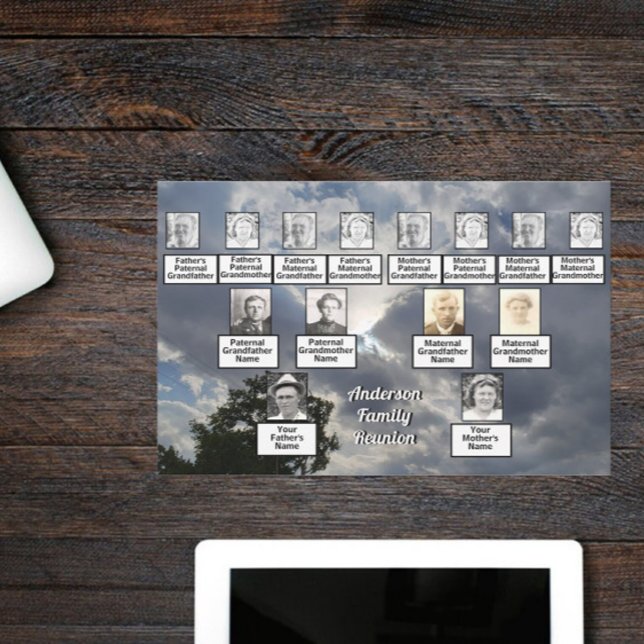 Family Reunion 3 Generation Clouds and Tree Invitation (Creator Uploaded)