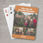 Family Reunion 3 Photo collage - terra cotta Playing Cards<br><div class="desc">Remember your family reunion with these personalised playing cards with vacation photos and text. A fun way to capture memories and share them with friends. Add 3 photos and your favourite caption to make a cool gift for family. For best results, use a horizontal landscape photos . To change the...</div>