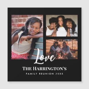 Family Reunion 3 Section Photo Collage Black Frame