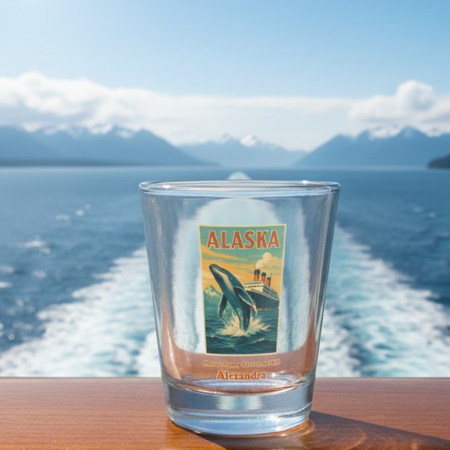 Family Reunion Alaska Whale Cruise Souvenir Shot Glass (Alaska Cruise Family Reunion Personalized Shot Glass)