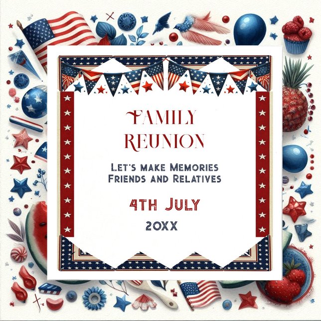 Family Reunion American Flag Bunting 4th July Crew Napkin (Family Reunion American Flag Bunting 4th July Crew Napkins)