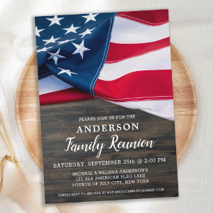 Family Reunion American Flag Patriotic Party Invitation