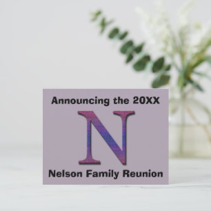Family Reunion Announcement Last Name Letter N Postcard