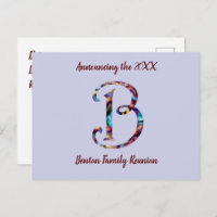 Family Reunion Announcement Letter B Invitation