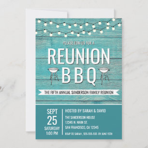 Family Reunion Annual BBQ Barbecue Rustic Invitation