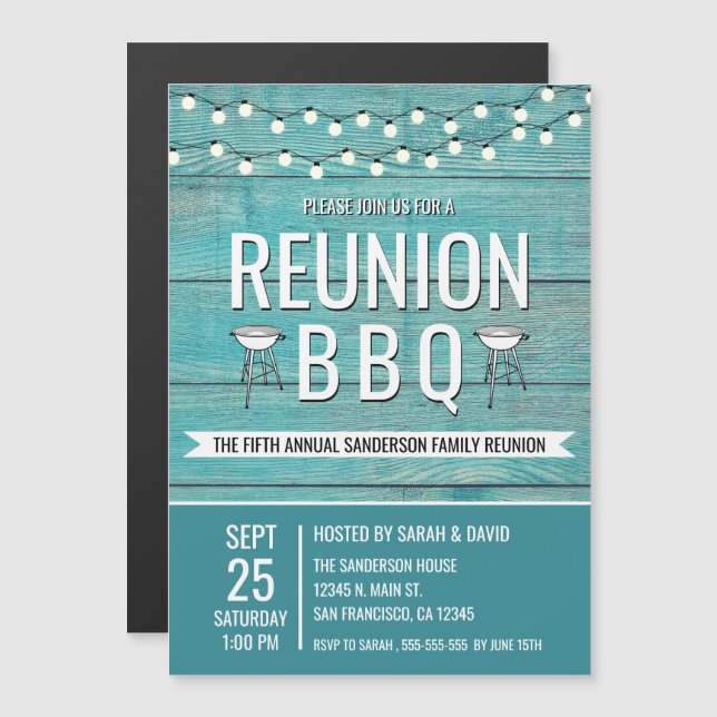 Family Reunion Annual BBQ Barbecue Rustic Magnetic Invitation (Front/Back)