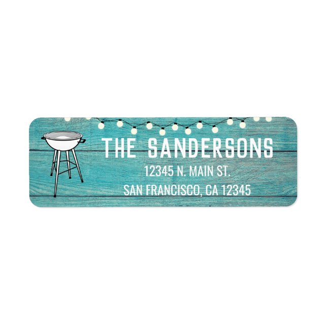 Family Reunion Annual BBQ Barbecue Rustic Return Address Label (Front)