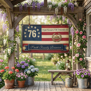 Family Reunion Antique Bennington Flag Historical  Banner