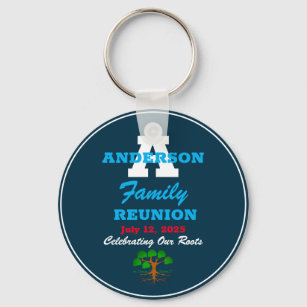 Family Reunion Any Name Any Date Script Text Blue Key Ring