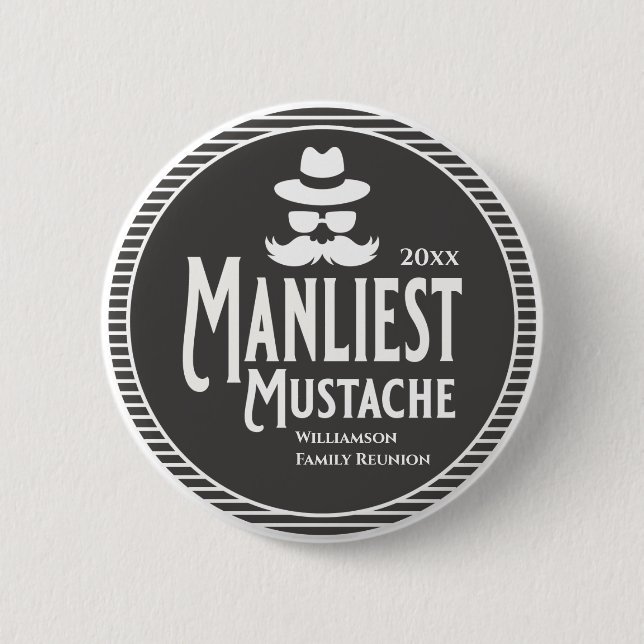 Family Reunion Award Manliest Moustache Silly Fun 6 Cm Round Badge (Front)
