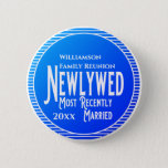 Family Reunion Award Newlywed Recently Married But 6 Cm Round Badge<br><div class="desc">It's fun getting together with your family and reconnecting, sharing stories and learning about family genealogy. It's also fun to have an awards ceremony at your Family Reunion gathering. This family reunion award is for the newlyweds or most recently married couple. Add your family name and year of event. Awardees...</div>