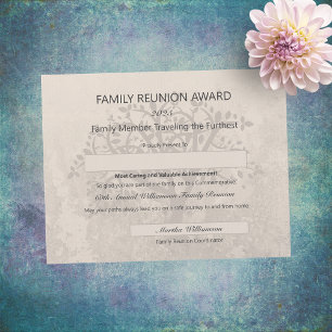 Family Reunion Award Travelled Further