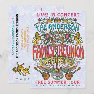 Family Reunion Band Concert Ticket Theme Retro 70s Invitation