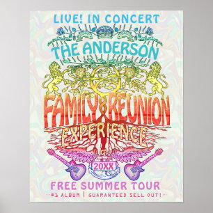 Family Reunion Band Concert Welcome Neon Retro 70s Poster