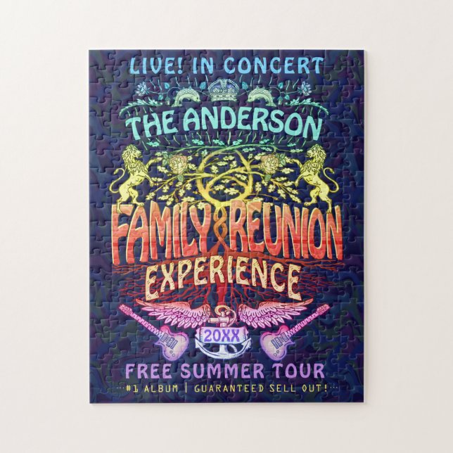 Family Reunion Band Retro 70s Concert Logo Neon Jigsaw Puzzle (Vertical)