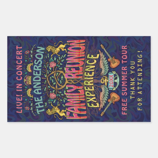 Family Reunion Band Retro 70s Concert Thank You Rectangular Sticker (Front)