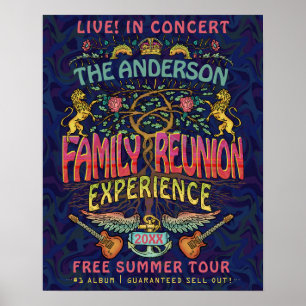 Family Reunion Band Retro 70s Concert Welcome Name Poster