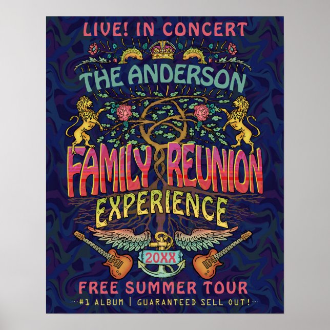 Family Reunion Band Retro 70s Concert Welcome Name Poster (Front)