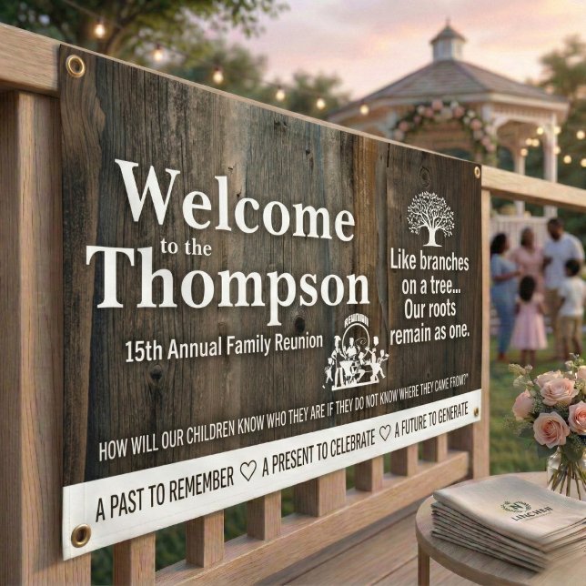 Family Reunion Banner  (Personalized Rustic Wood Family Reunion Banner)