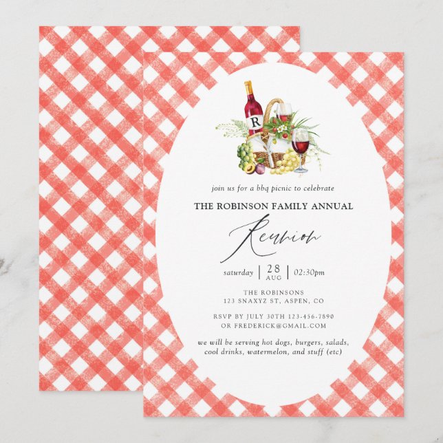Family Reunion BBQ Picnic Invitation (Front/Back)