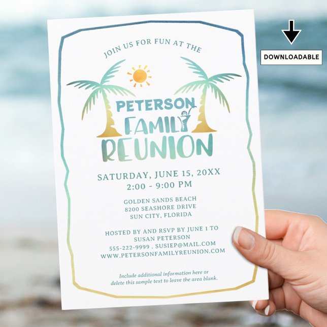 Family Reunion Beach Palm Tree Tropical Invitation (Creator Uploaded)