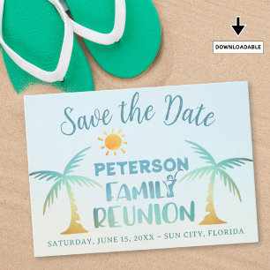 Family Reunion Beach Palm Tree Tropical Save The Date