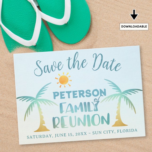 Family Reunion Beach Palm Tree Tropical Save The Date (Creator Uploaded)