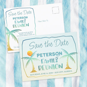 Family Reunion Beach Palm Trees Save The Date Announcement Postcard