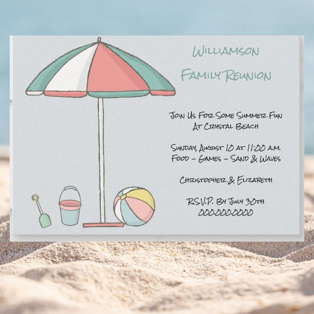 Family Reunion Beach Party Invitation (Beach Theme Invitation For Family Reunion)