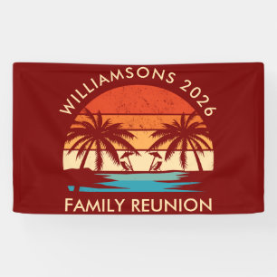 Family Reunion Beach Party Retro sunset Banner