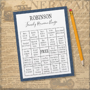 Family Reunion Bingo Game Blue Tile