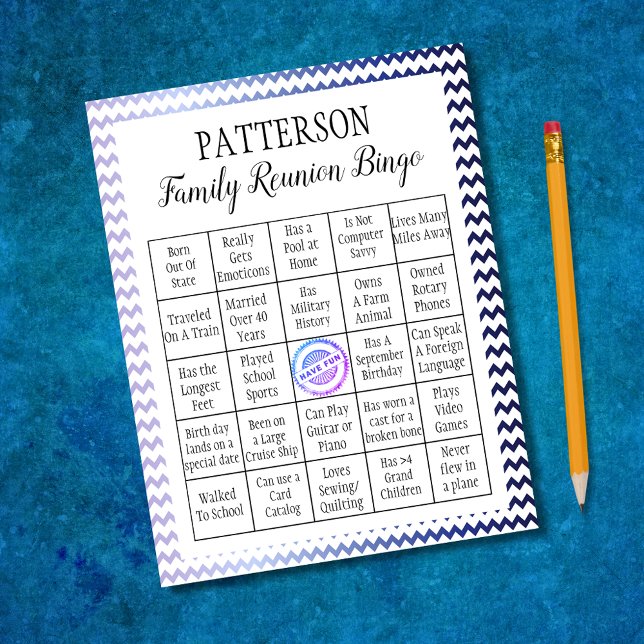 Family Reunion Bingo Game | Chevron Notepad (Creator Uploaded)