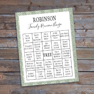 Family Reunion Bingo Game Green Tile