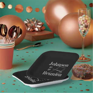 Family Reunion Black and White Party Paper Plate
