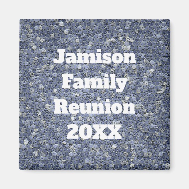 Family Reunion Blue Grey Mosaic Tile Keepsake Magnet (Front)