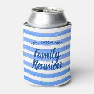 Family Reunion Blue Stripe Can Cooler