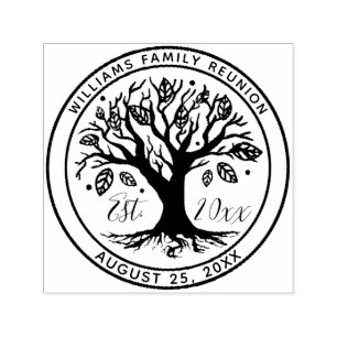 Family Reunion Boho Tree Monogram Name Self-inking Stamp
