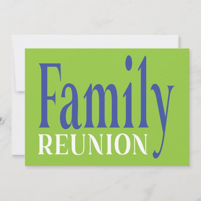 Family Reunion Bold Modern Blue Green Invitation (Front)