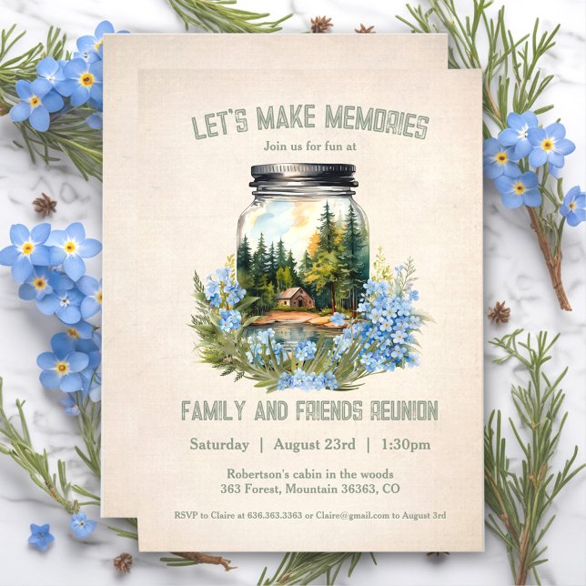 Family Reunion Cabin in the Woods Green Invitation (Family Reunion Cabin in the Woods Green Invitation)