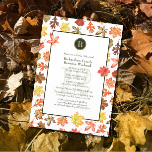 Family Reunion camping picnic autumn monogram Invitation