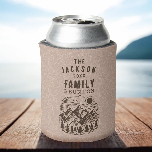 Family Reunion Can Cooler (Modern Mountains Family Reunion Beer Can Cooler)
