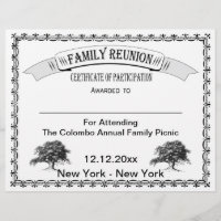 Family Reunion Certificate of Participation