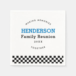 Family Reunion Checkered Black And White Retro Napkin